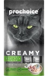 Pro Choice Creamy Keçi Sütlü-Tavuklu Kısırlaştırılmış Tahılsız Yetişkin Kedi Ödül Maması 4x15 kg
