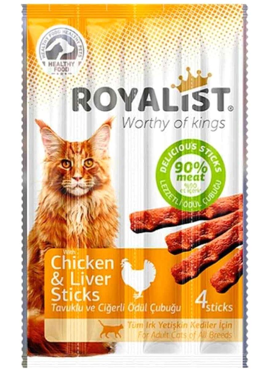 Royalist Sticks Ciğerli-Tavuklu Tahıllı Yetişkin Kedi Ödül Maması 80 gr
