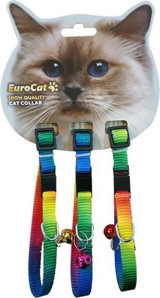 Eurocat Zilli Düz Güvenlikli Çok Renkli Ayarlanabilir Gezdirme Boyun Kedi Tasması
