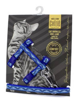 Cattie Düz Güvenlikli Mavi Ayarlanabilir Gezdirme Göğüs Kedi Tasması