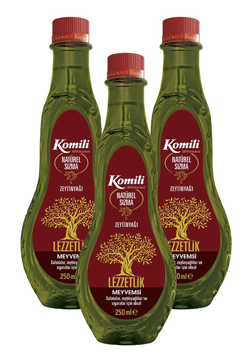 Komili Lezzetlik Meyvemsi Organik Polifenollü Olgun Hasat Plastik Sızma Zeytinyağı 3x250 ml