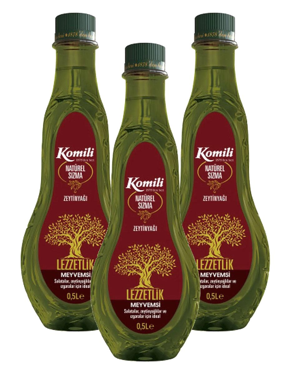 Komili Lezzetlik Meyvemsi Organik Polifenollü Olgun Hasat Plastik Sızma Zeytinyağı 3x500 ml