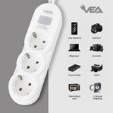 Vea Va-21571 3'lü Soket Kablolu 1.5 m Çiftli Akım Korumalı Priz