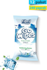 Fibril Go Wipes Ice Fresh 20 Yaprak 12'li Islak Mendil