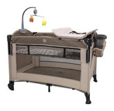 Babyhope BBH-1080 Metal 25 kg Kapasiteli Ayarlanabilir Taşınabilir Katlanabilir Ara Katlı 70x110 cm Sallanan Anne Yanı Park Yatak Kahverengi