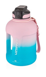 Uzspace Softtouch Pipetli Pembe-Mavi Plastik Motivasyonlu Matara 1.7 lt