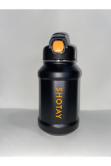 Shotay ST-8238 Pipetli Siyah Çelik Spor Matara 720 ml