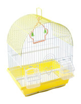 Birdlife A1000-1 Çatılı Oval Metal Muhabbet Kuşu Kafesi Beyaz-Sarı