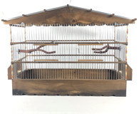 Naturbird Ahşap Salma Çatılı Beşgen Ahşap Kanarya Kafesi Kahverengi