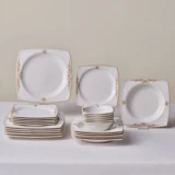 Karaca Margaret 24 Parça 6 Kişilik Desenli Bone China Kare Yemek Takımı
