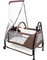 Happy Baby Elit Metal 18 kg Dikdörtgen Tekerlekli Yataklı Sallanan Sepet Kahverengi