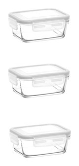 Lav Fresco Dikdörtgen Cam-Plastik Saklama Kabı 3x400 ml