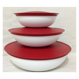 Tupperware Set Yuvarlak Plastik Saklama Kabı 3x1.5 lt-2.5 lt-3.5 lt