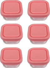 Paşabahçe Snowbox Kare Cam-Plastik Saklama Kabı 6x275 ml Pembe