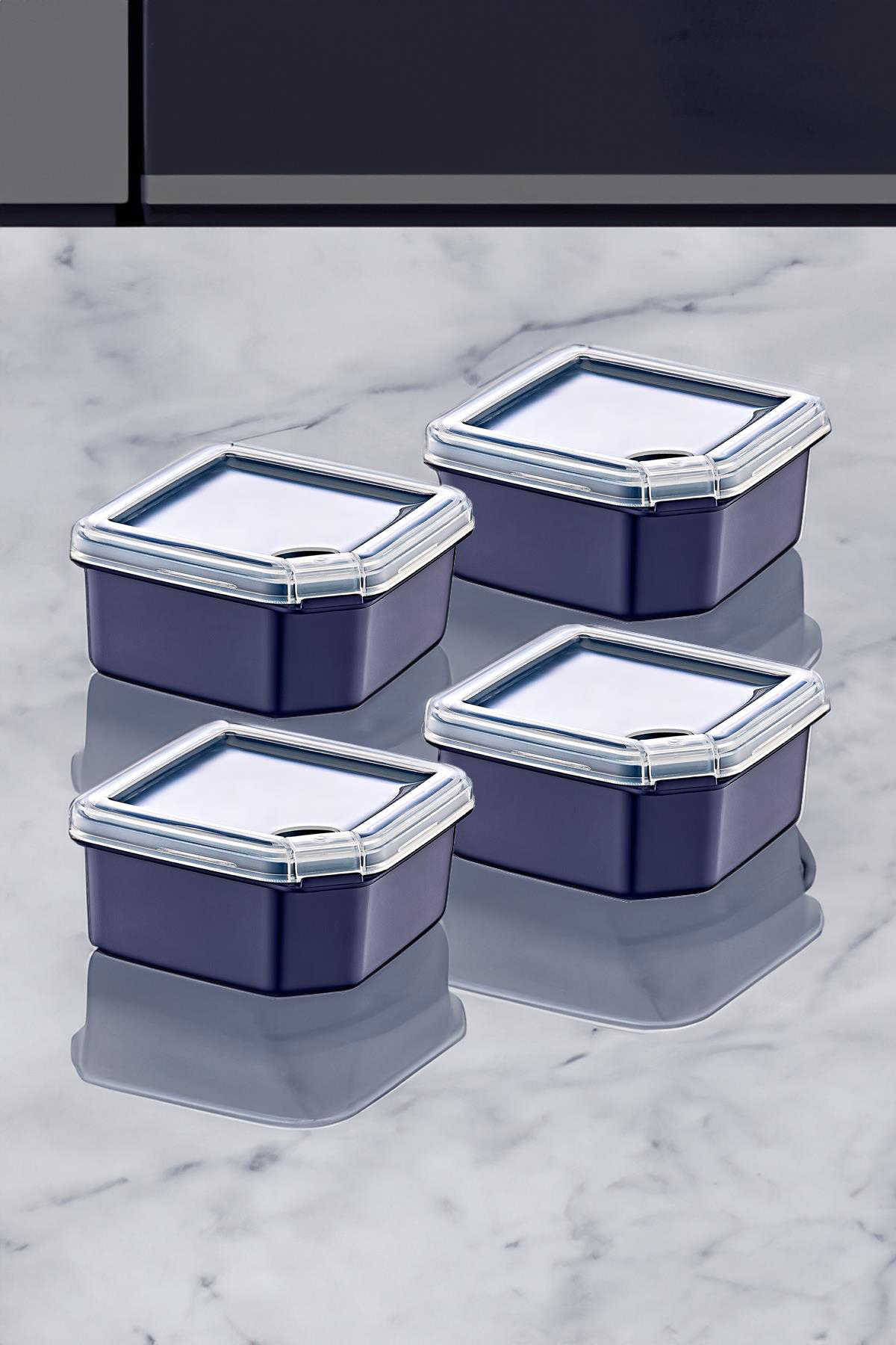 Smartware Q-Box Kare Plastik Saklama Kabı 4x350 ml