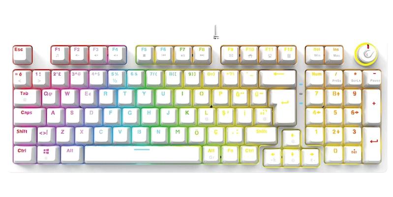 Rampage Enıgma Türkçe Q RGB Red Switch Kablolu Beyaz Mekanik Gaming Klavye