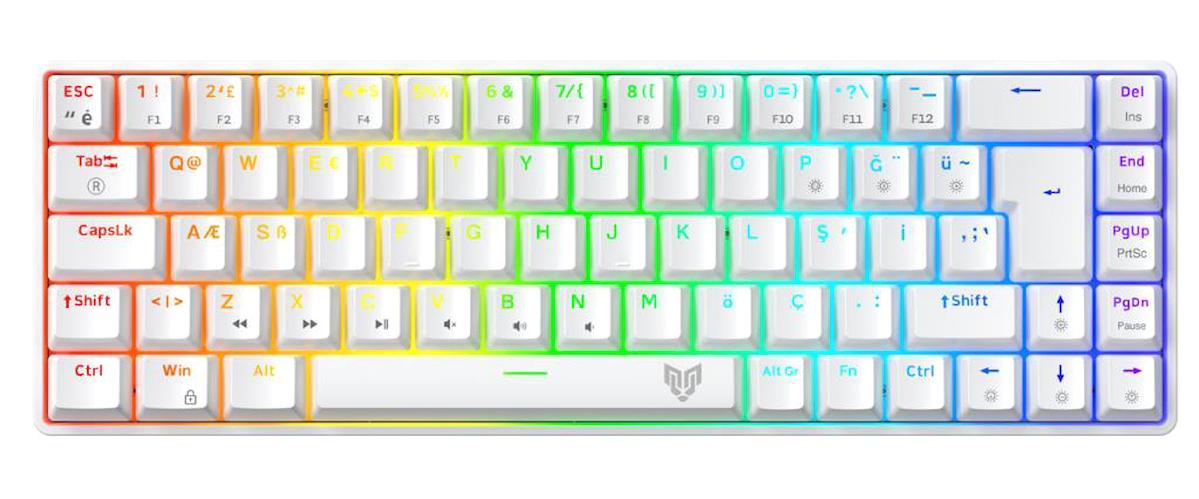 Blueforce Runner Türkçe Q RGB 64 Tuşlu Blue Switch Kablolu Beyaz Mekanik Gaming Klavye