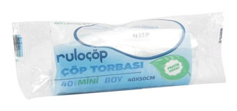 Ruloçöp Şeffaf Mini Boy 40x50 cm Çöp Poşeti 40 Adet Şeffaf