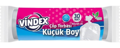 Vindex Küçük Boy 40x47 cm Çöp Poşeti 30 Adet Beyaz