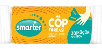 Smarter Şeffaf Küçük Boy 40x50 cm Çöp Poşeti 30 Adet Beyaz