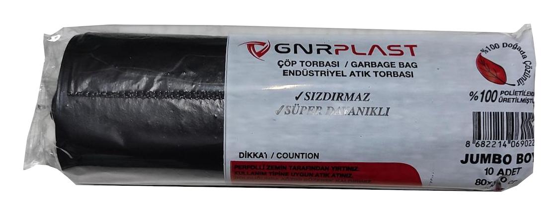 Gnr Endüstriyel Jumbo Boy 80x110 cm Çöp Poşeti 10 Adet Siyah
