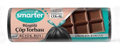 Smarter Çikolata Kokulu Büzgülü Büyük Boy 65x70 cm Çöp Poşeti 10 Adet Siyah