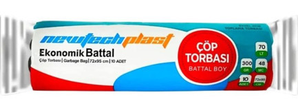 Newtechplast Battal Boy 72x95 cm Çöp Poşeti 10 Adet Mavi