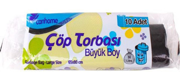 Canhome Büyük Boy 65x80 cm Çöp Poşeti 10 Adet Siyah