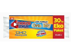 Macromax Ekonomik Orta Boy 55x60 cm Çöp Poşeti 30 Adet Mavi