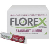 Florex Jumbo Boy 80x110 cm Çöp Poşeti 20x10 Adet Siyah