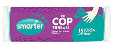 Smarter Orta Boy 55x60 cm Çöp Poşeti 15 Adet Yeşil