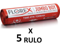 Florex Jumbo Boy 80x110 cm Çöp Poşeti 5x10 Adet Kırmızı