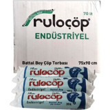 Ruloçöp Endüstriyel Battal Boy 75x90 cm Çöp Poşeti 20x10 Adet Siyah