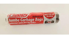Floppy Endüstriyel Jumbo Boy 80x110 cm Çöp Poşeti 10 Adet Siyah