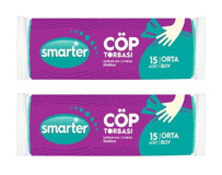 Smarter Orta Boy 55x60 cm Çöp Poşeti 2x15 Adet Yeşil