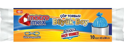 Macromax Büyük Boy 65x80 cm Çöp Poşeti 10 Adet Mavi