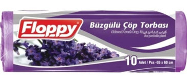 Floppy Lavanta Kokulu Büzgülü Orta Boy 55x60 cm Çöp Poşeti 10 Adet Mor