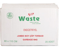 Sa Waste Endüstriyel Jumbo Boy 80x110 cm Çöp Poşeti 20x10 Adet Siyah