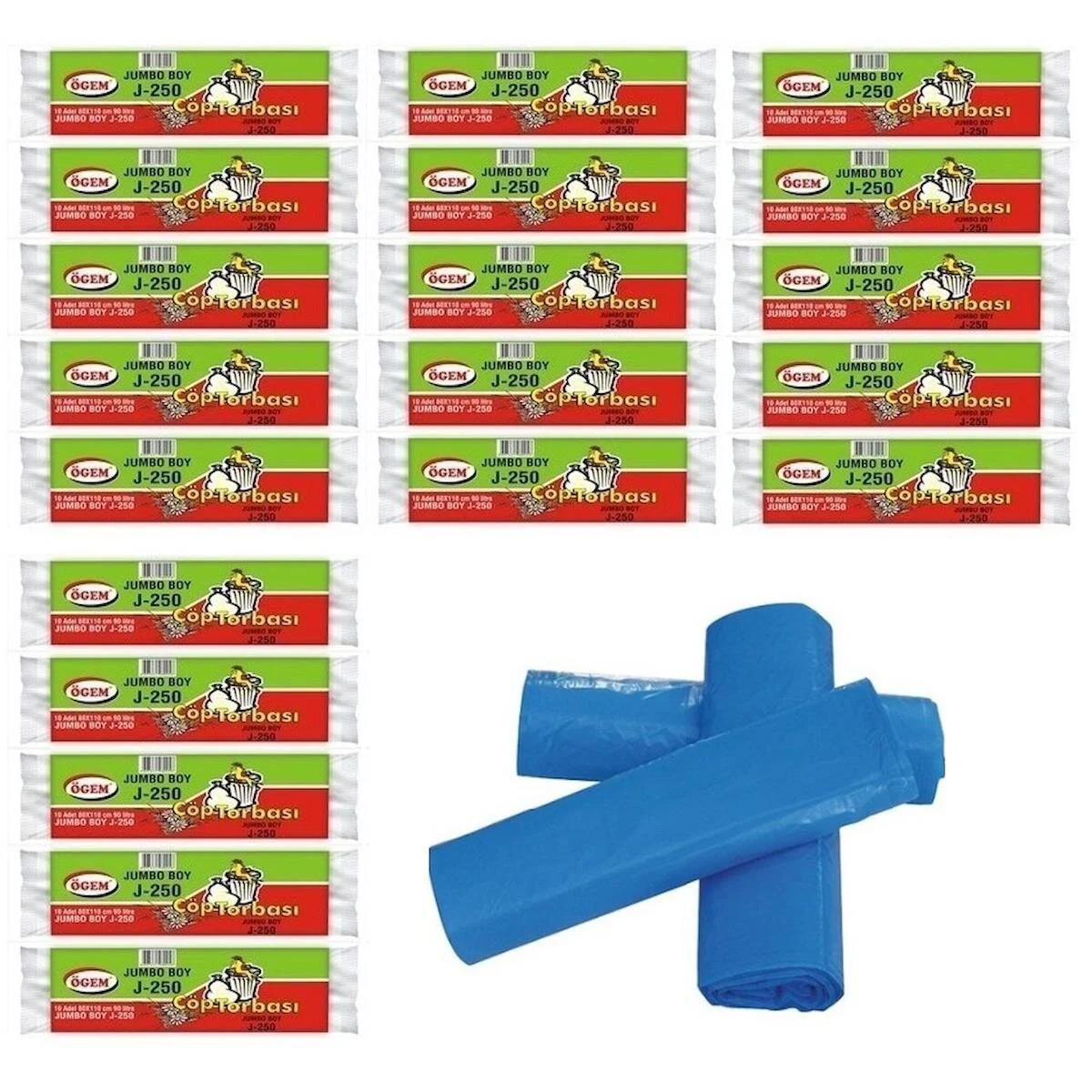 Ögem J-250 Jumbo Boy 80x110 cm Çöp Poşeti 20x10 Adet Mavi