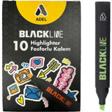 Adel Blackline 10'lu Pastel Sarı Kesik Uçlu Fosforlu Kalem Seti