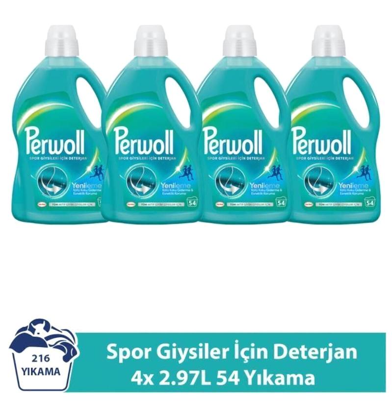 Perwoll Spor Giysiler Renkliler İçin Konsantre 216 Yıkama Sıvı Deterjan 2.97 lt