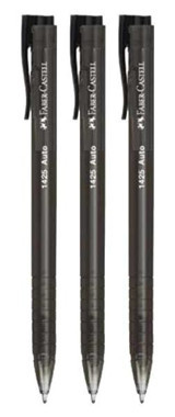 Faber-Castell 1425 Auto Plastik Tek Renkli 1.0 mm Siyah 3'lü Tükenmez Kalem