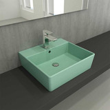 Bocchi Milano Tekli 50 cm Seramik Tezgah Üstü Çanak Lavabo Mint Yeşil