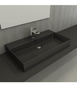 Bocchi Milano Tekli 80 cm Seramik Tezgah Üstü Dikdörtgen Lavabo Mat Antrasit