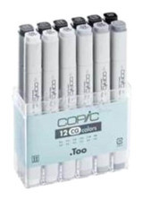 Copic 12'li Doldurulabilir Silinebilir Gri Tahta Kalemi Seti