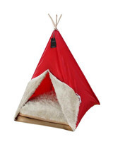 Bedspet Peluş Tek Fonksiyonlu 50x50x70 cm Üstü Kapalı Kedi Yatağı Kırmızı