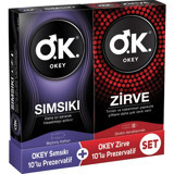 Okey Sımsıkı-Zirve Normal Tırtıklı Prezervatif 2x10'lu