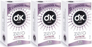 Okey Zero Extreme İnce Tırtıklı Prezervatif 3x20'li