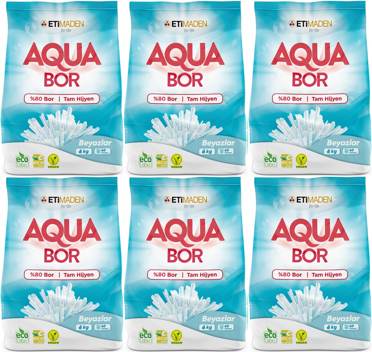 Boron Aquabor Beyazlar İçin 240 Yıkama Toz Deterjan 6x6 kg
