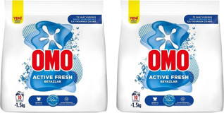 Omo Active Fresh Beyazlar İçin 10 Yıkama Toz Deterjan 2x1.5 kg